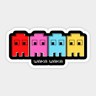 Waka Waka arcade ghost, retro 8-bit Sticker